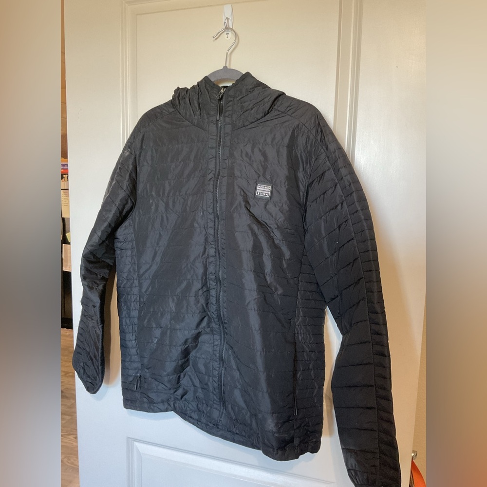 Men's Black Quilted Hooded Jacket